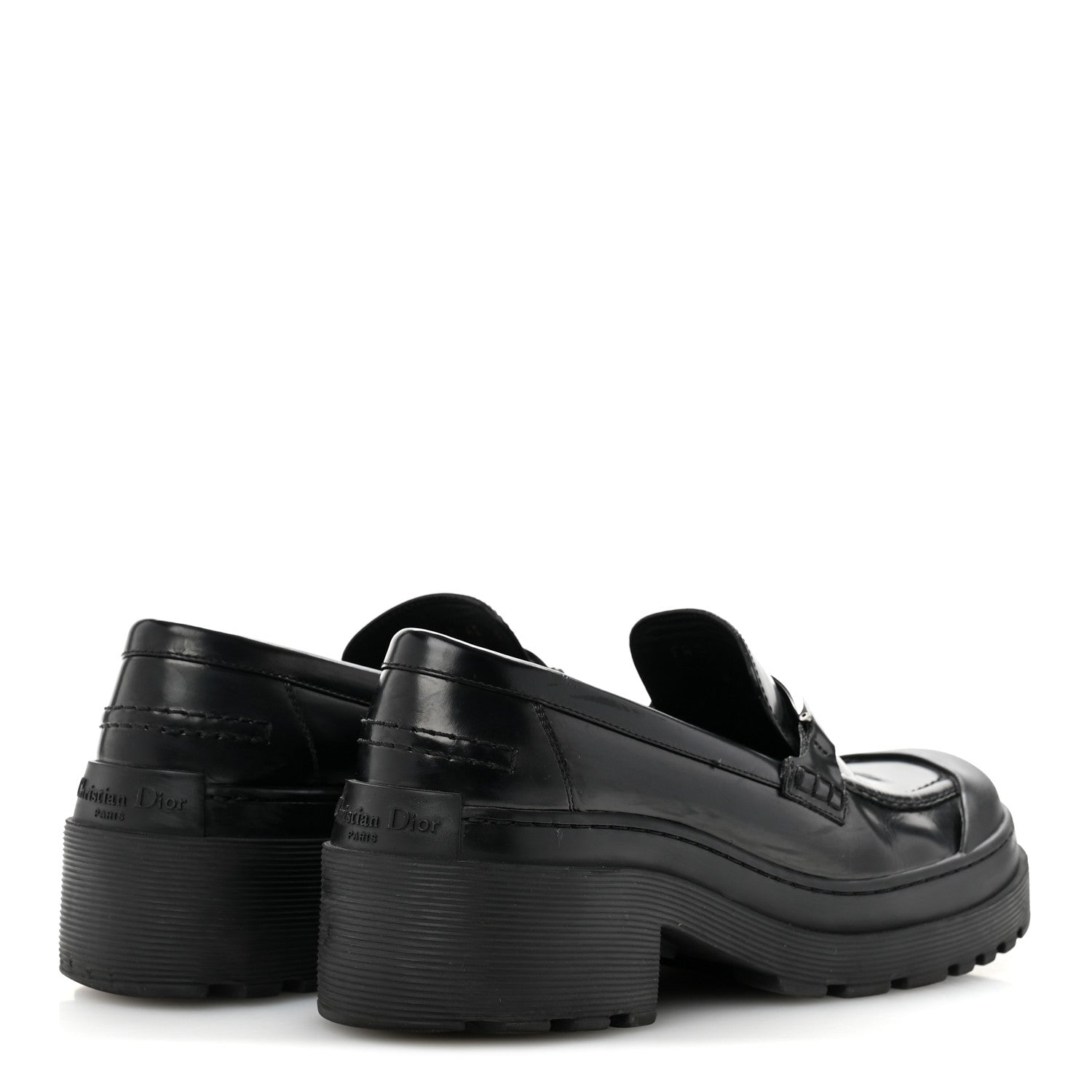 Christian Dior Brushed Calfskin Rubber Dior Code Cap Toe Lug Sole 35mm Loafers 40 Black 5 of 11