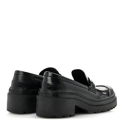 Christian Dior Brushed Calfskin Rubber Dior Code Cap Toe Lug Sole 35mm Loafers 40 Black 5 of 11