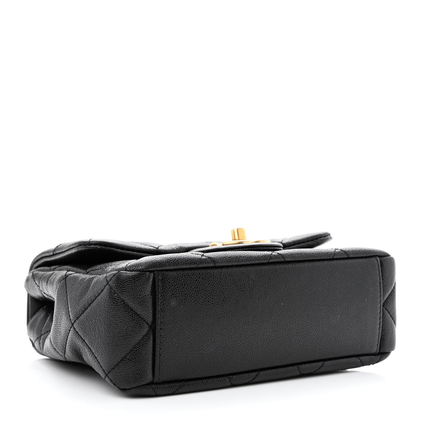Shiny Caviar Quilted Mini Top Handle Flap Black
