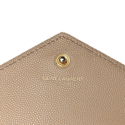 Saint Laurent Grain De Poudre Matelasse Chevron Monogram Chain Wallet Dark Latte 7 of 13