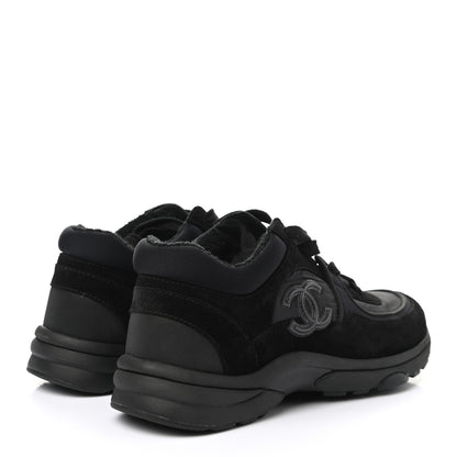 Chanel Fabric Calfskin Suede CC Sneakers 36.5 Black 4 of 9