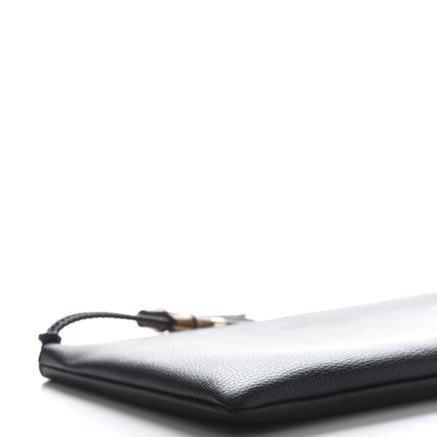 Gucci Pebbled Calfskin Large Bamboo Clutch Black 6 of 10