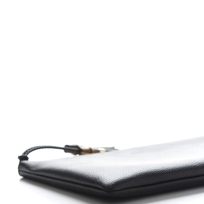 Gucci Pebbled Calfskin Large Bamboo Clutch Black 6 of 10