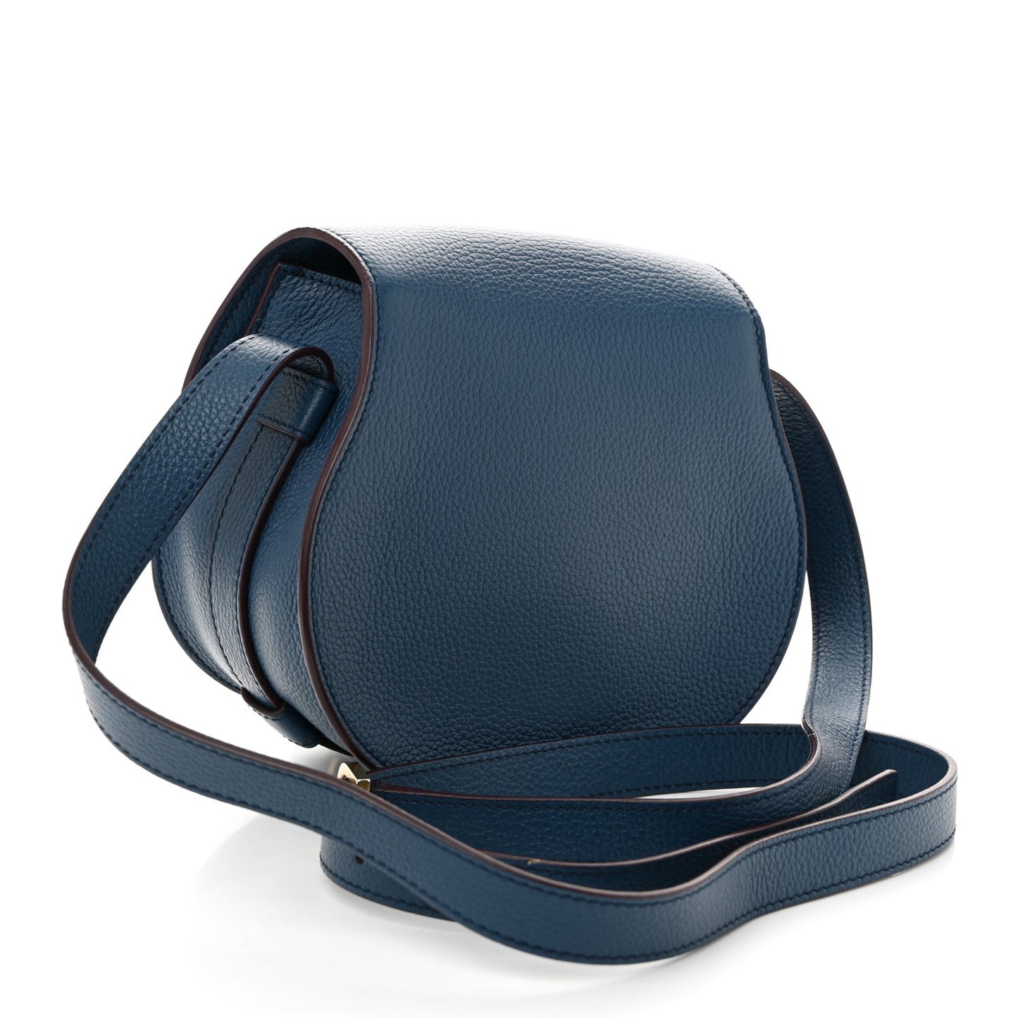 Calfskin Small Marcie Round Crossbody Bag Deep Denim