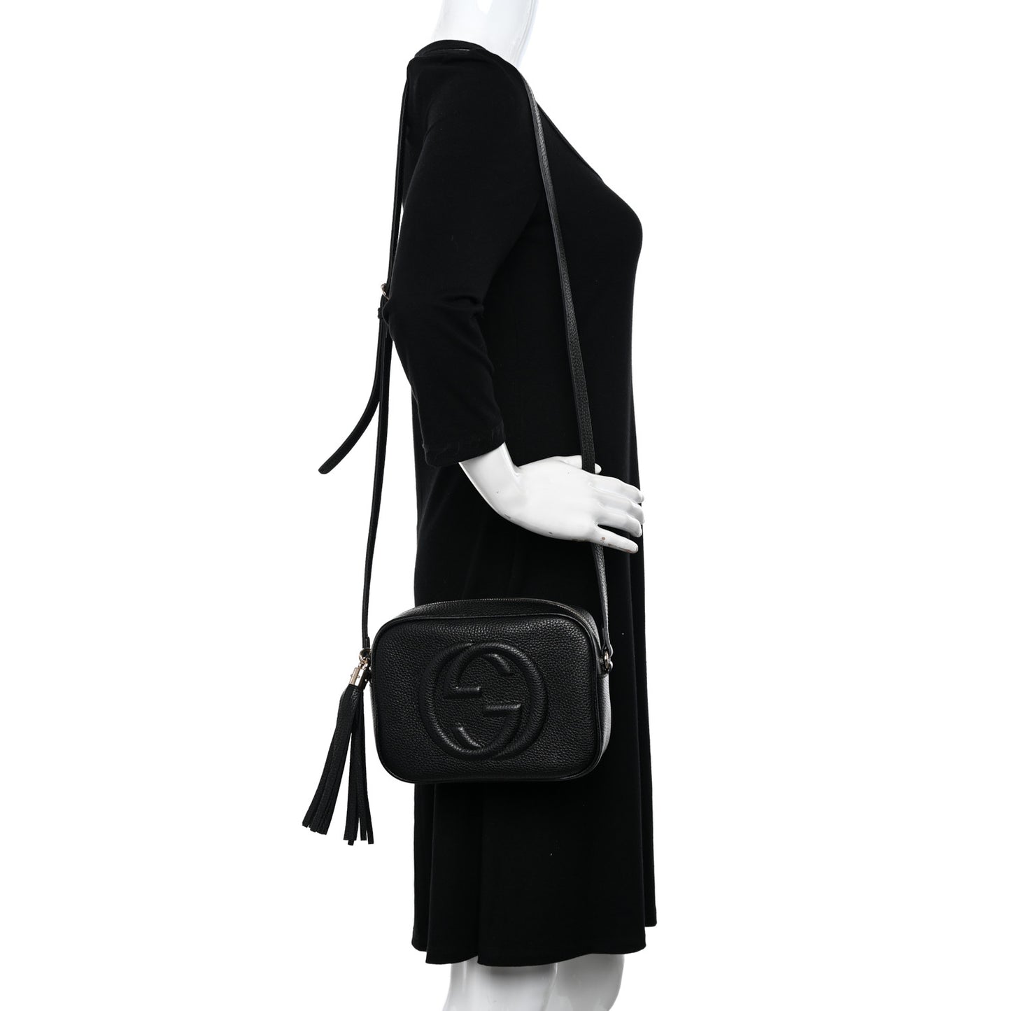 Pebbled Calfskin Small Soho Disco Bag Black