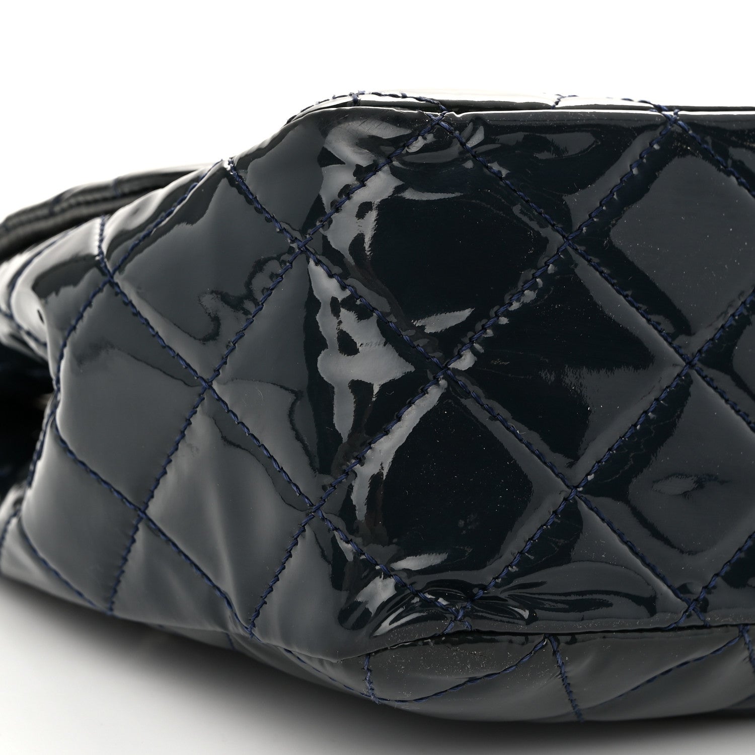 Chanel Patent Quilted Jumbo Single Flap Navy 9 of 12