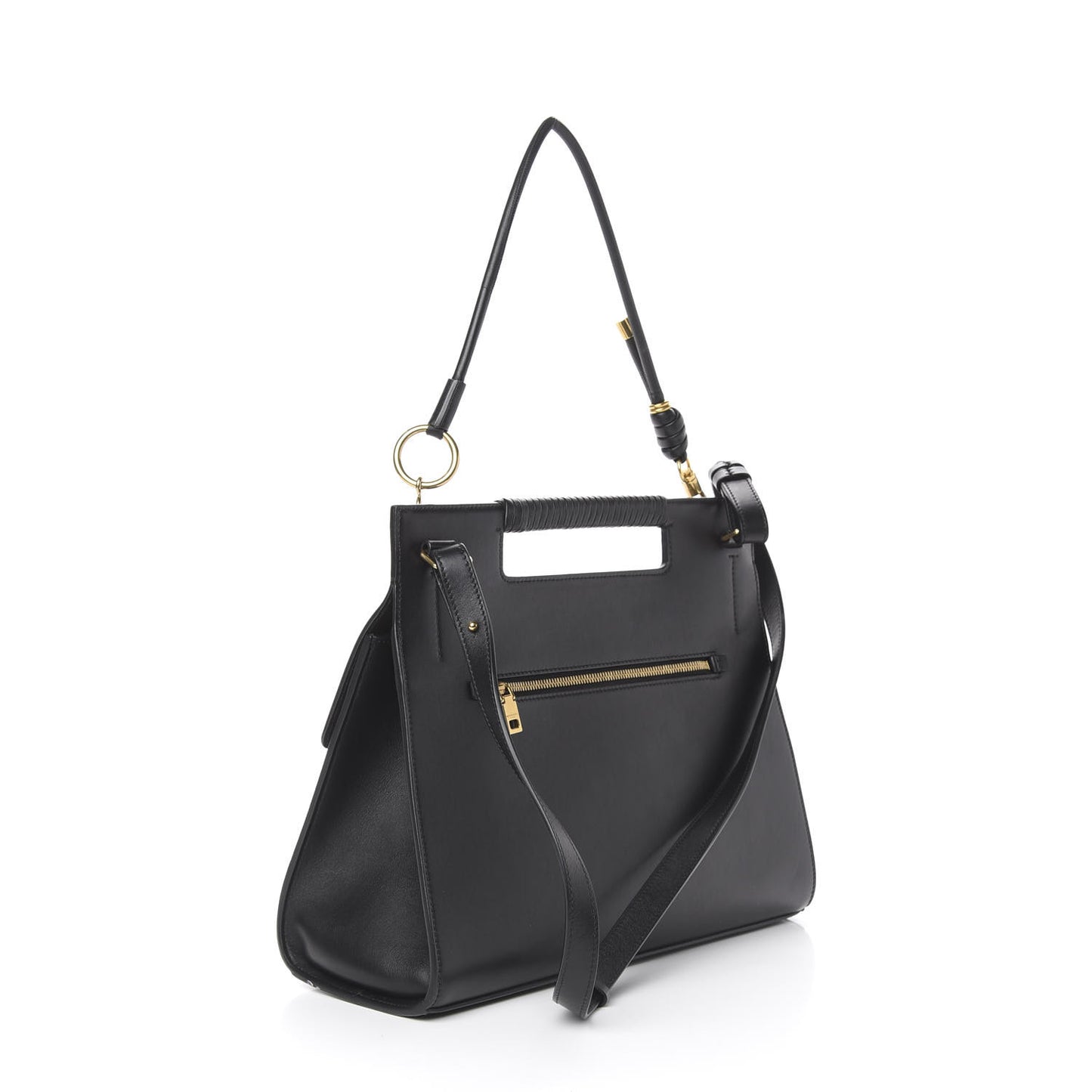 Calfskin Large Whip Top Handle Shoulder Bag Black