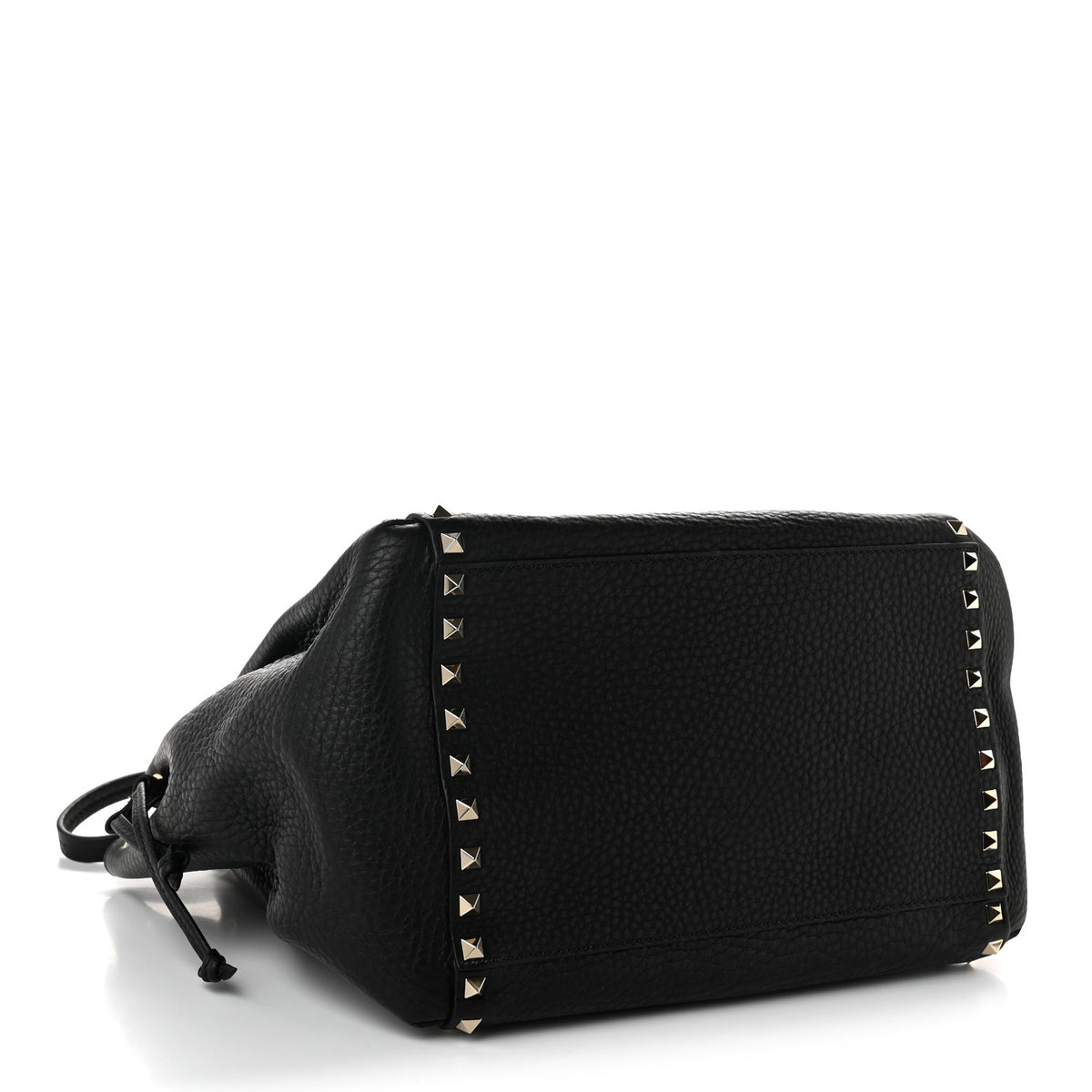 Valentino Garavani Grained Calfskin Rockstud Double Handle Cinch Tote  Black 4 of 9