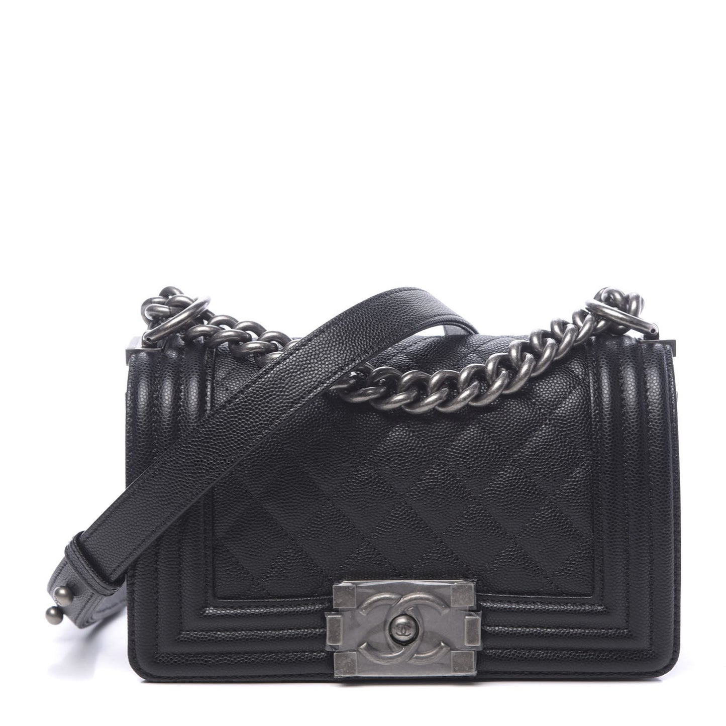 Caviar Quilted Small Boy Flap Black