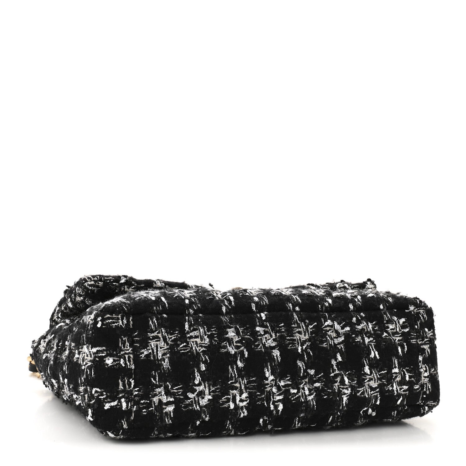Chanel Tweed Quilted Large Chanel 19 Flap Black Silver Ecru 4 of 11