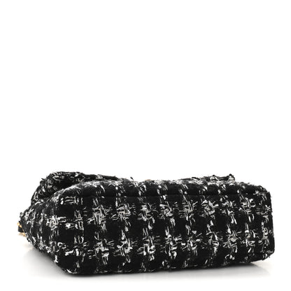 Chanel Tweed Quilted Large Chanel 19 Flap Black Silver Ecru 4 of 11