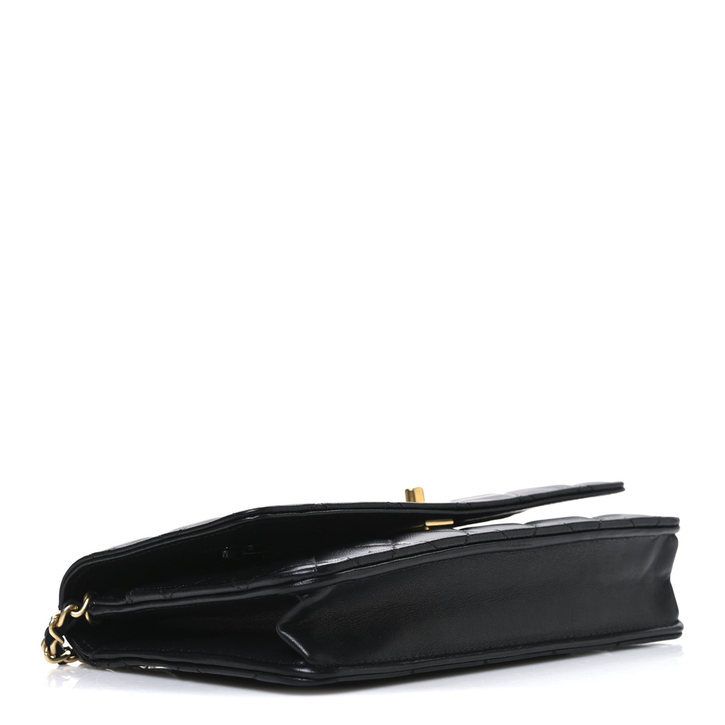 Lambskin Quilted CC Pearl Crush Wallet on Chain WOC Black
