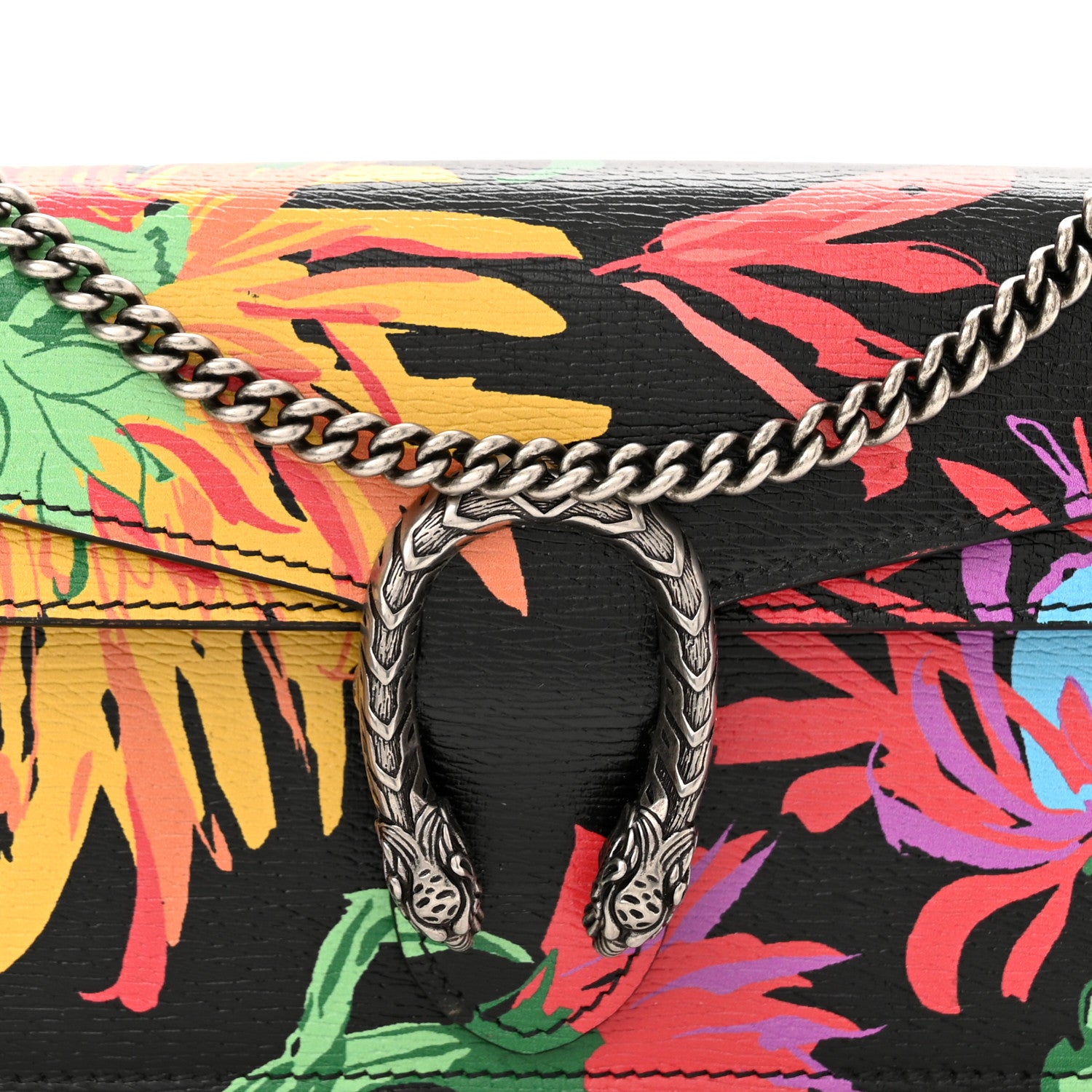 Gucci X KEN SCOTT New Shangai Calfskin Jenny Floral Print Super Mini Dionysus Shoulder Bag Black Pink 7 of 9