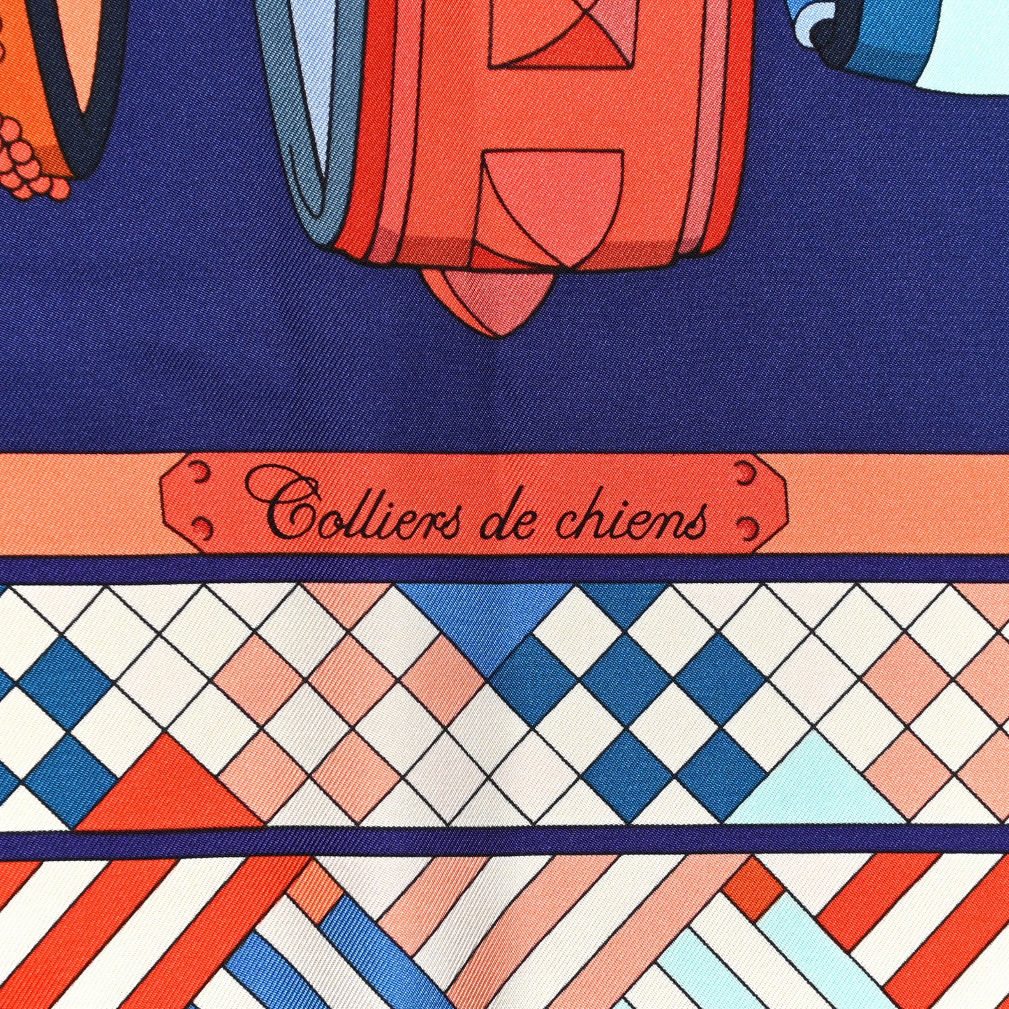 Silk Colliers de Chiens Giant Scarf 140 Indigo Orange Cobalt