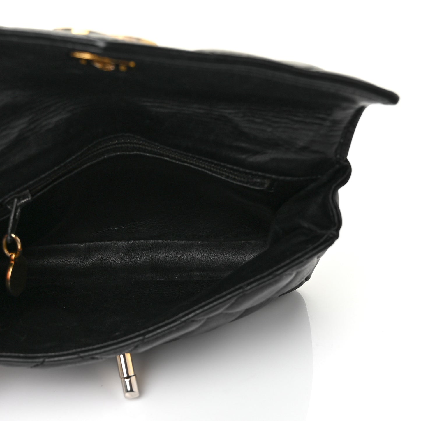 Lambskin Quilted Flap Waist Belt Bag Black