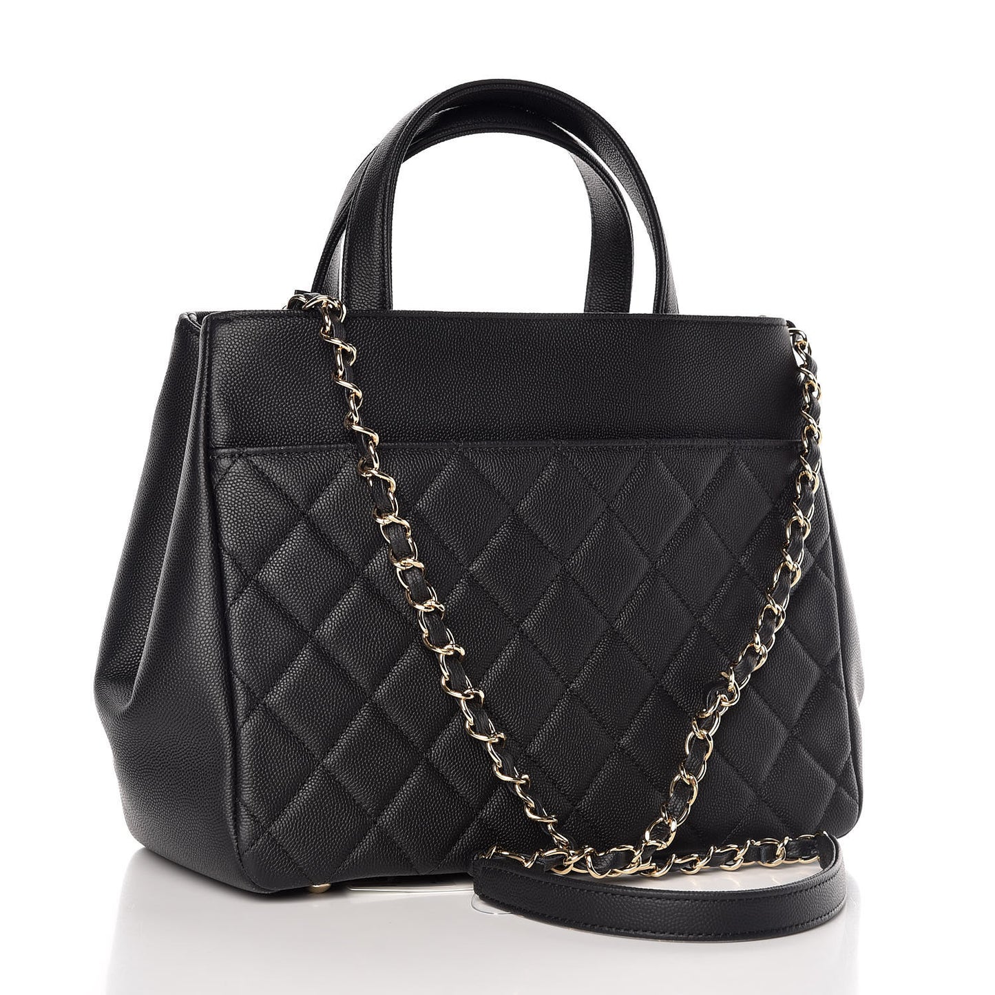 Caviar Quilted Small Business Affinity Shopping Bag Black