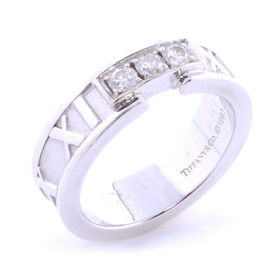Tiffany 18k White Gold Diamond Atlas Ring 4.5 5 of 6