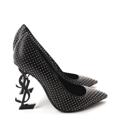 Saint Laurent Calfskin Studded Opyum 100 Pumps 35 Black 4 of 10