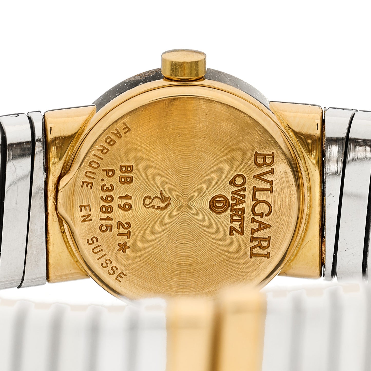 Stainless Steel 18K Yellow Gold 19mm Tubogas Quartz Watch Black