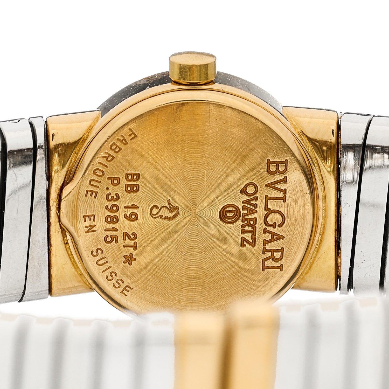 Bulgari Stainless Steel 18K Yellow Gold 19mm Tubogas Quartz Watch Black 4 of 4