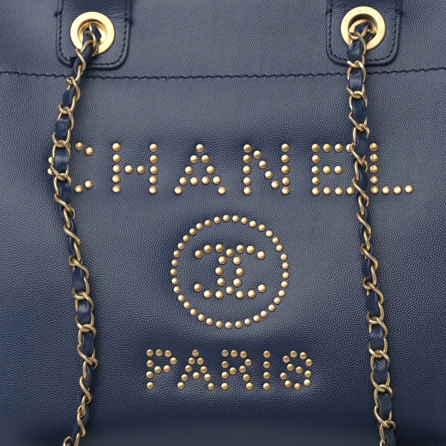 Caviar Small Studded Deauville Tote Navy
