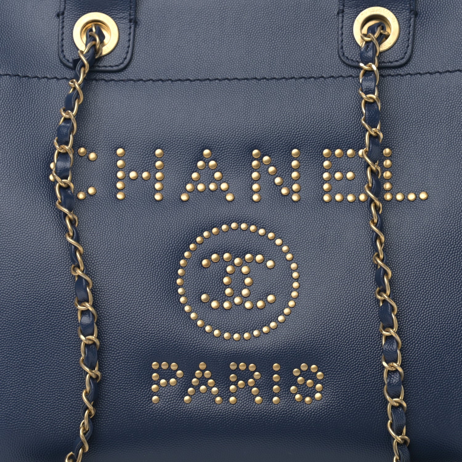 Chanel Caviar Small Studded Deauville Tote Navy 8 of 10