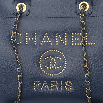 Chanel Caviar Small Studded Deauville Tote Navy 8 of 10