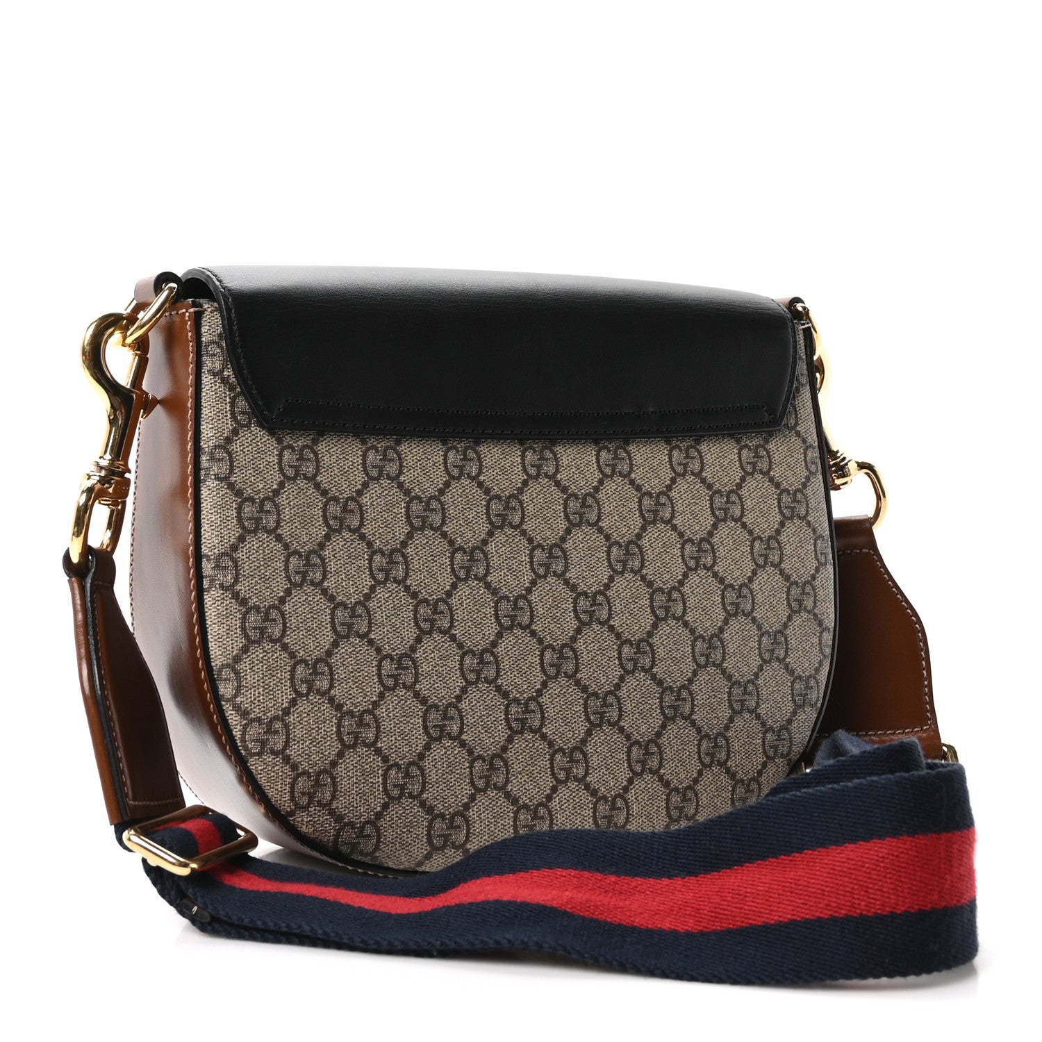 Gucci GG Supreme Monogram Web Medium Padlock Messenger Shoulder Bag Black 3 of 10
