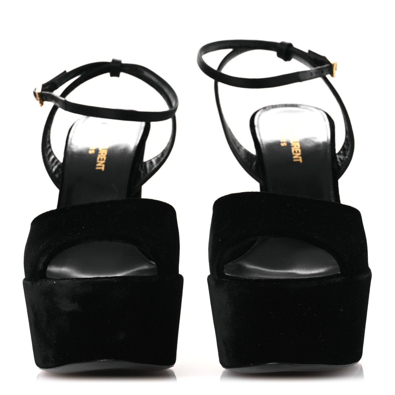 Saint Laurent Velvet Jodie Platform Sandals 38 Black 3 of 11