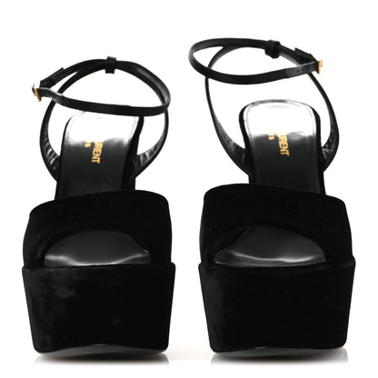 Saint Laurent Velvet Jodie Platform Sandals 38 Black 3 of 11