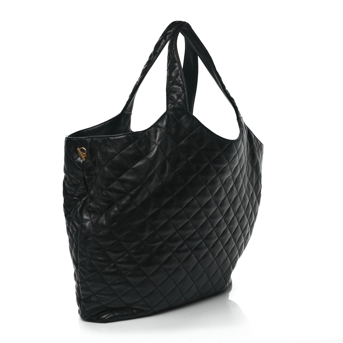 Lambskin Quilted Maxi Icare Shopping Tote Black