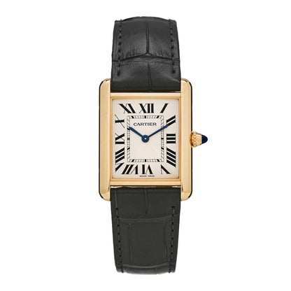 Cartier 18K Yellow Gold Alligator 26mm Tank Louis Quartz Watch 1 of 6