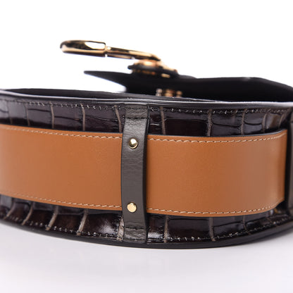 Chloe Calfskin Crocodile Embossed Small Tess Bag Profound Brown 8 of 9