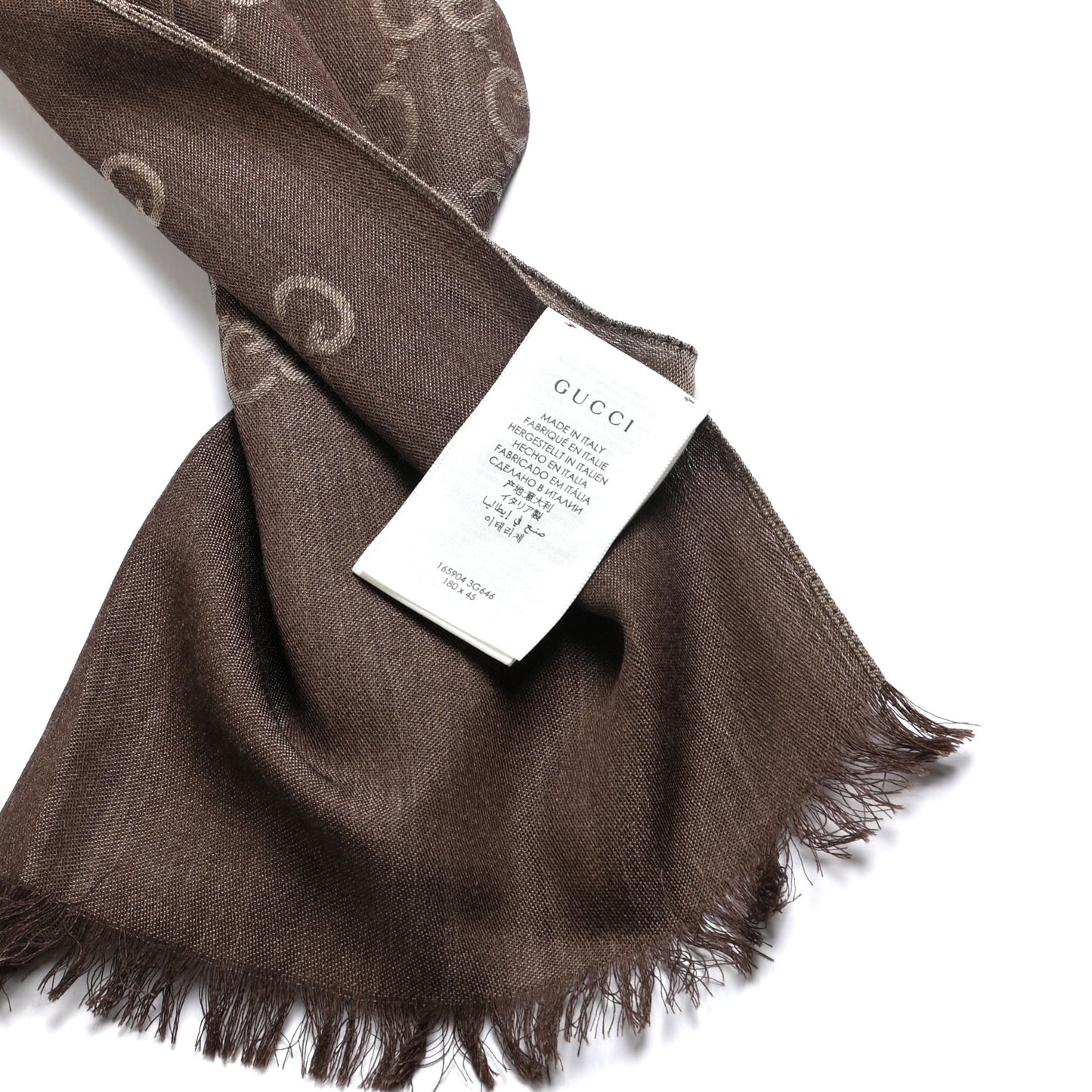 Wool Silk GG Monogram GGNat Scarf Rope Dark Brown
