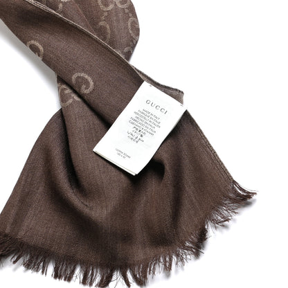 Gucci Wool Silk GG Monogram GGNat Scarf Rope Dark Brown 3 of 4