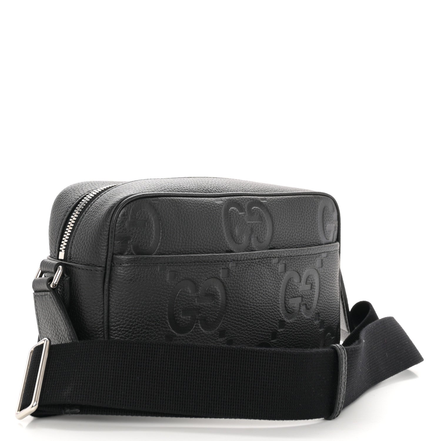 Gucci Piuma Calfskin Jumbo GG Embossed Medium Messenger Bag Black 3 of 10