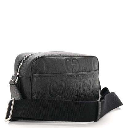 Gucci Piuma Calfskin Jumbo GG Embossed Medium Messenger Bag Black 3 of 10