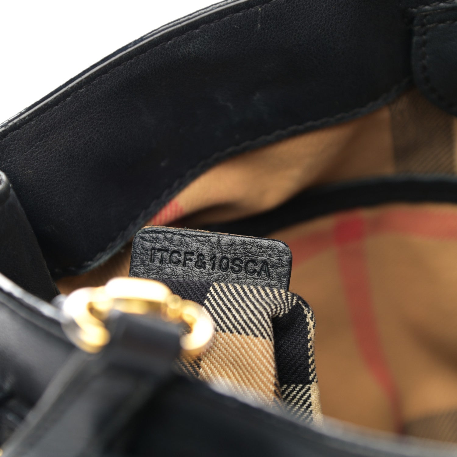 Burberry Calfskin House Check Small Banner Tote Black 9 of 20