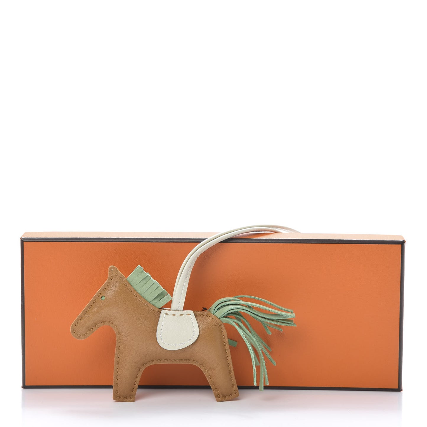 Milo Lambskin Grigri Rodeo Horse Bag Charm PM Sesame Vert Criquet Craie