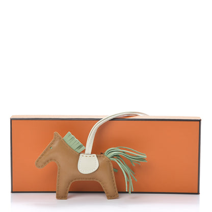 Hermes Milo Lambskin Grigri Rodeo Horse Bag Charm PM Sesame Vert Criquet Craie 6 of 6