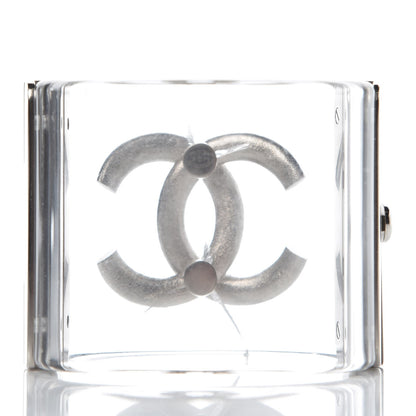 Chanel Lucite Baguette Crystal CC Cuff Transparent Silver 3 of 7