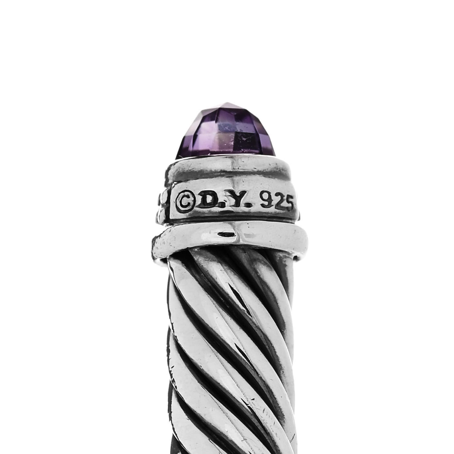 Sterling Silver Diamond Amethyst 5mm Cable Classics Bracelet