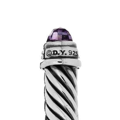 David Yurman Sterling Silver Diamond Amethyst 5mm Cable Classics Bracelet 3 of 3