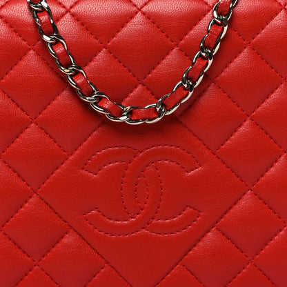 Chanel Lambskin Quilted Diamond CC Wallet On Chain WOC Red 9 of 12