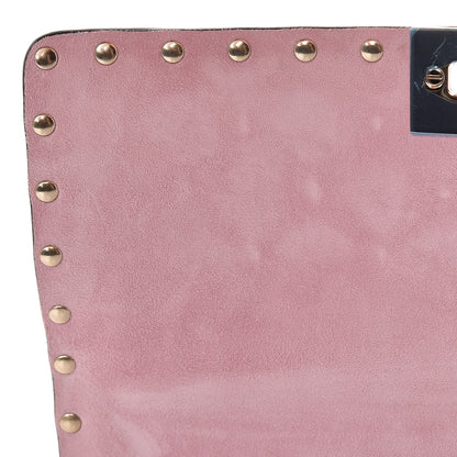 Valentino Garavani Craquele Nappa Medium Rockstud Spike Shoulder Bag Pink 9 of 12