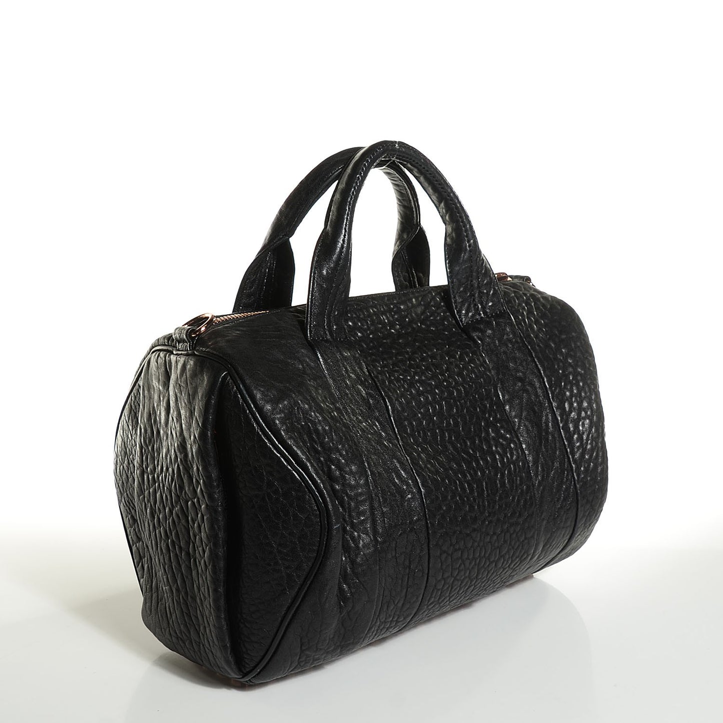 Pebbled Lambskin Rocco Black with Rose Gold Hardware