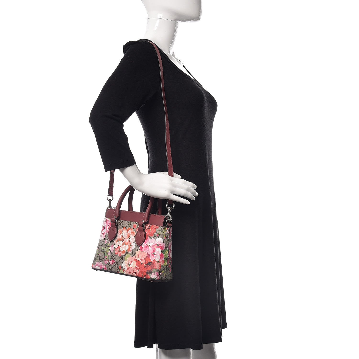 Gucci GG Supreme Monogram Blooms Mini Zip Top Tote Beige Multicolor Dry Rose 2 of 9