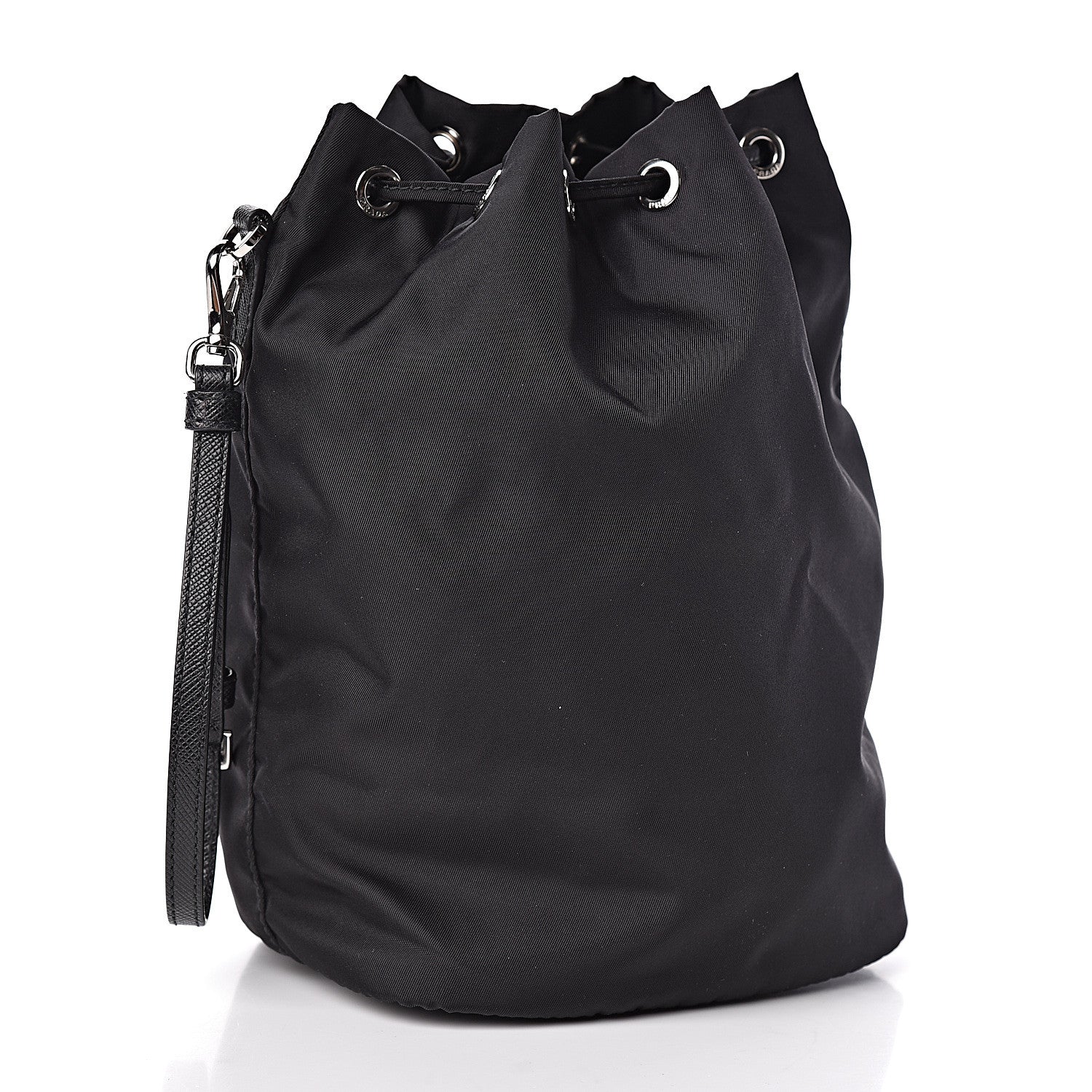 Prada Saffiano Tessuto Nylon Vela Bucket Wristlet Black 3 of 10