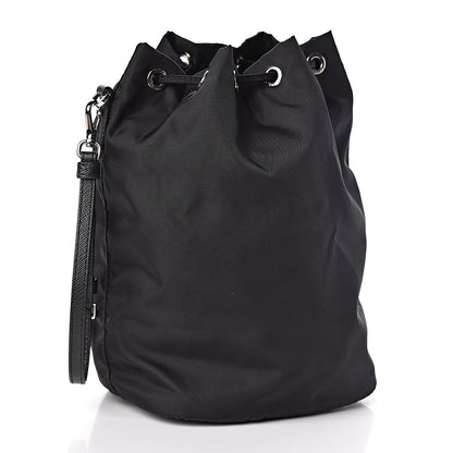 Prada Saffiano Tessuto Nylon Vela Bucket Wristlet Black 3 of 10