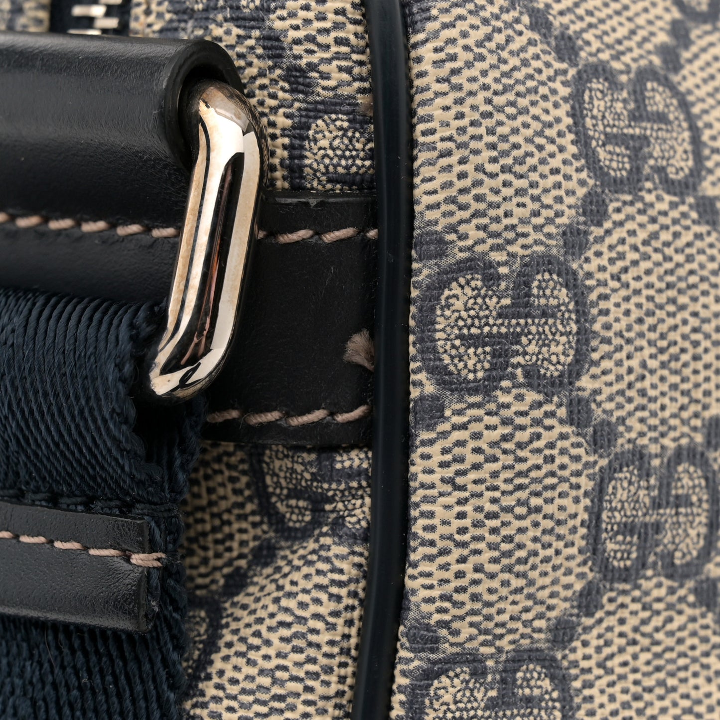 GG Plus Monogram Selleria Calfskin Medium Messenger Bag Beige Blue